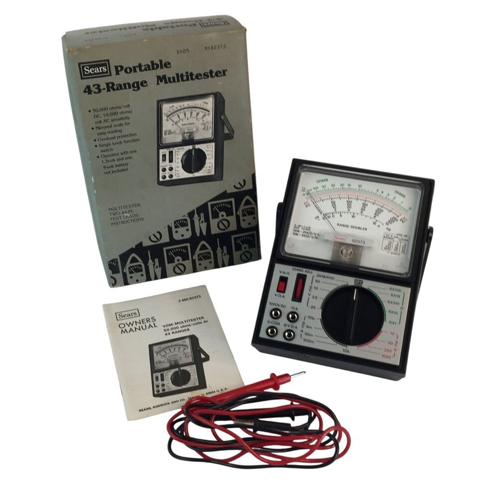 Sears Portable 43-Range Multitester Vintage‎ MY82373 Original Box & Manual